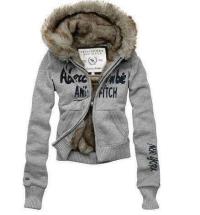 dames abercrombie fitch fur hooded outwear zip new york grijs Store Almere Stad arv57129